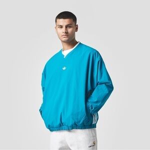 Adidas Wind Pullover Jacket Gender Neutral Teal Blue V Neck EUC